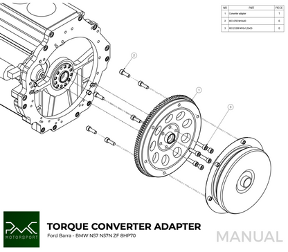 PMC Motorsport Torque converter adapter BMW ZF 8HP 8HP70 8HP50 - Ford Barra
